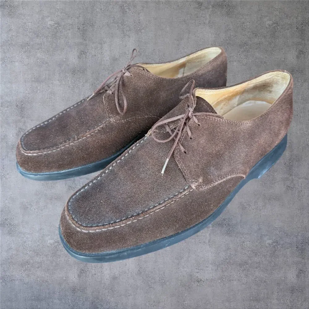 Vtg Tod's Mens Brown Suede Apron Toe Derby Shoes Size 11 Italy Lace Up Old Money